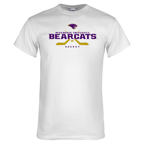  White T Shirt - Bearcats Hockey Crossed Sticks