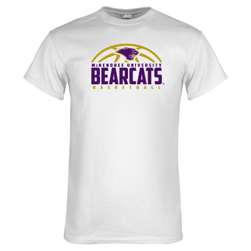  White T Shirt - Bearcats Basketball Half Ball