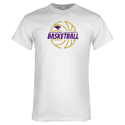  White T Shirt - McKendree Basketball Lined Ball