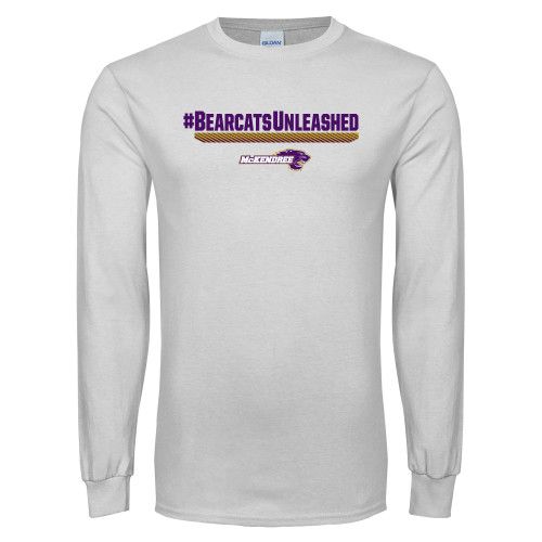 White Long Sleeve T Shirt - #BearcatsUnleashed