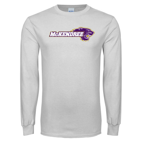  White Long Sleeve T Shirt - Primary Mark Distressed