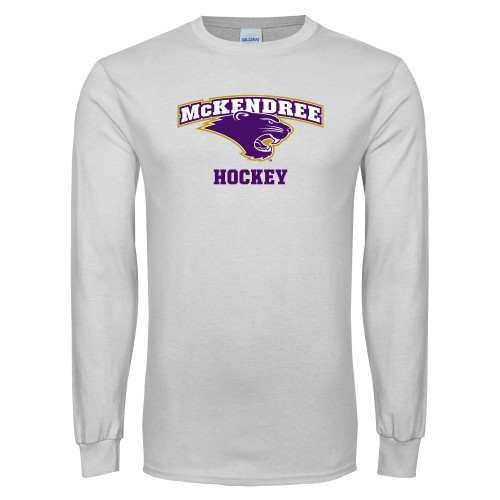  White Long Sleeve T Shirt - Hockey
