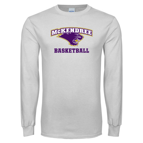  White Long Sleeve T Shirt - Basketball