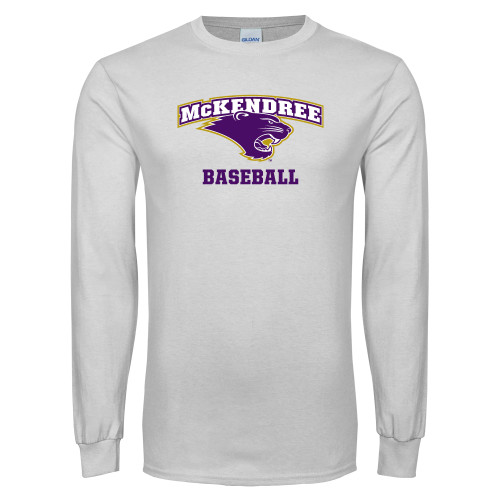  White Long Sleeve T Shirt - Baseball
