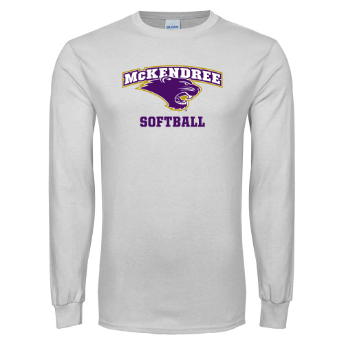  White Long Sleeve T Shirt - Softball