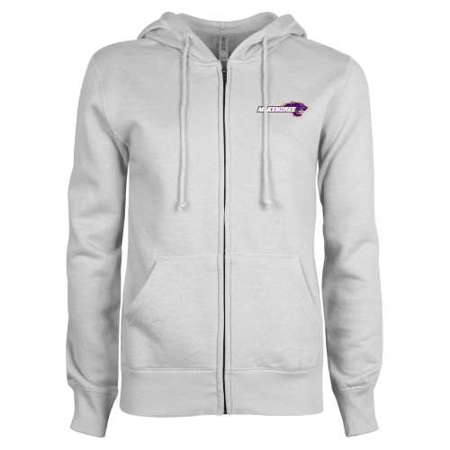  ENZA Womens White Fleece Full Zip Hoodie - Primary Mark