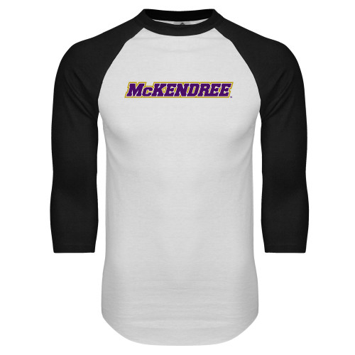  White/Black Raglan Baseball T Shirt - Word Mark