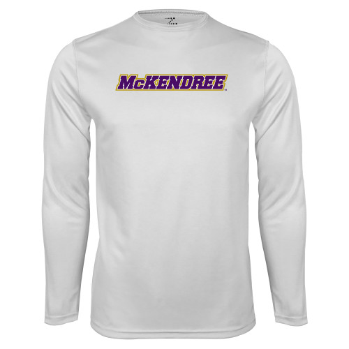 White Performance Long Sleeve Shirt - Word Mark
