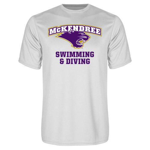  Univ White Performance Tee - Swimming and Diving
