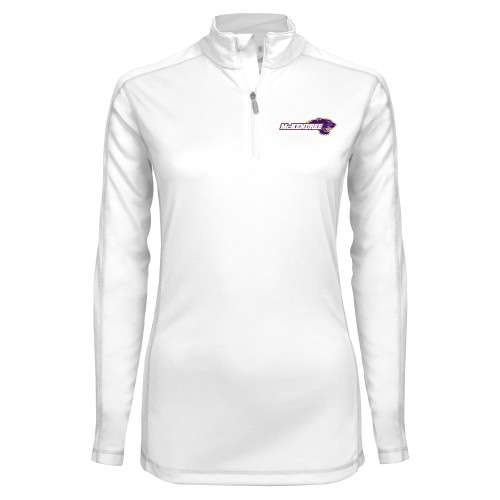  Syntrel Womens White Interlock 1/4 Zip - Primary Mark