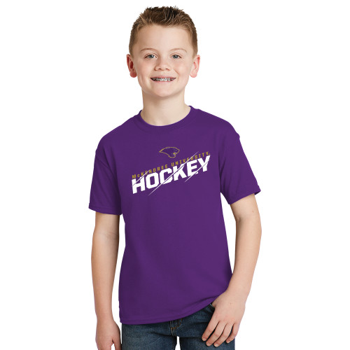  Youth Purple T Shirt - McKendree University Hockey Slashed