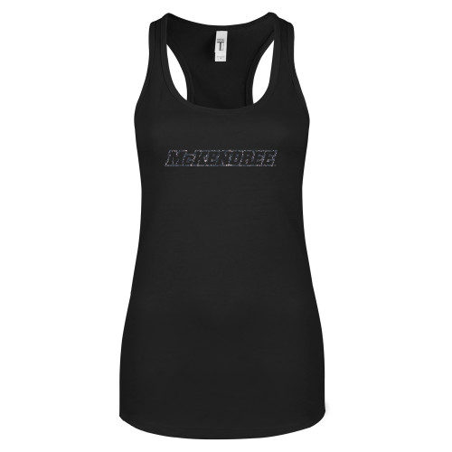  Next Level Womens Black Racerback Tank  - Word Mark Graphite Glitter