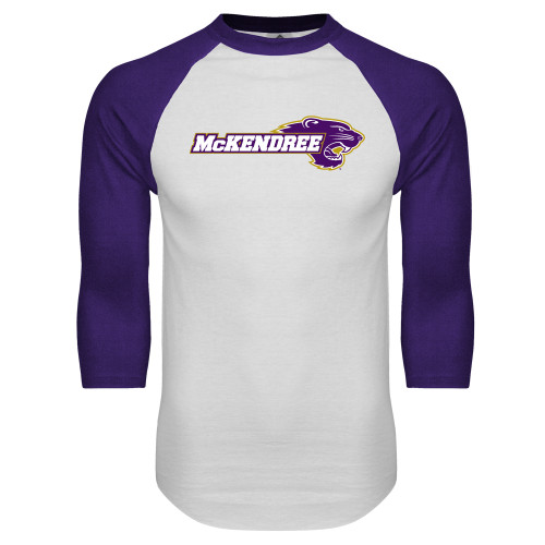  White/Purple Raglan Baseball T Shirt - Primary Mark