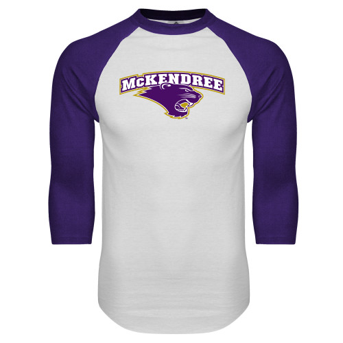  White/Purple Raglan Baseball T Shirt - Secondary Mark