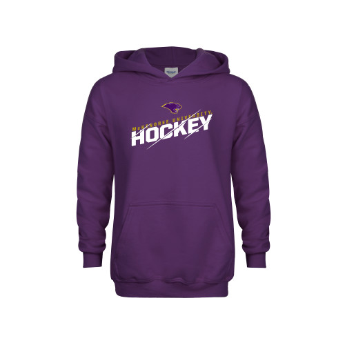  Youth Purple Fleece Hoodie - McKendree University Hockey Slashed