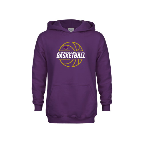 Youth Purple Fleece Hoodie - McKendree Basketball Lined Ball