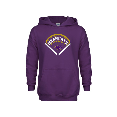  Youth Purple Fleece Hoodie - Bearcats Baseball Stencil Diamond