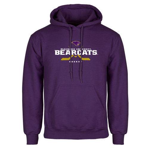  Purple Fleece Hoodie - Bearcats Hockey Crossed Sticks