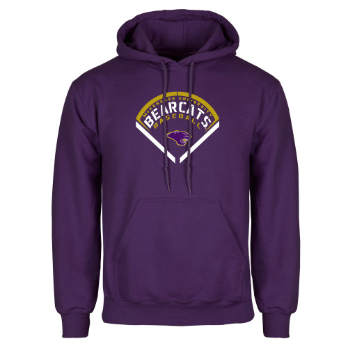 Purple Fleece Hoodie - Bearcats Baseball Stencil Diamond