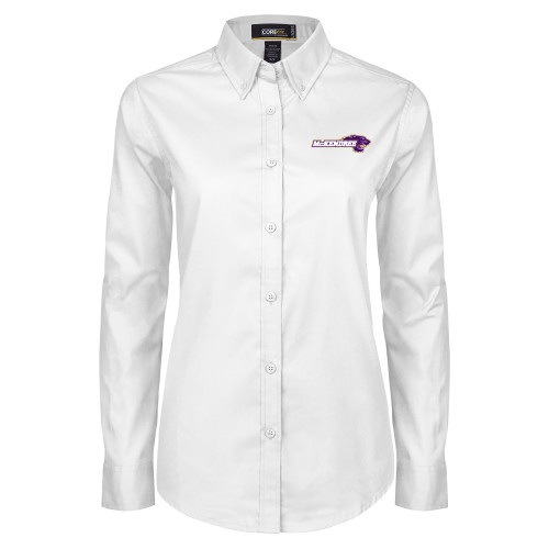 Womens White Twill Button Down Long Sleeve - Primary Mark
