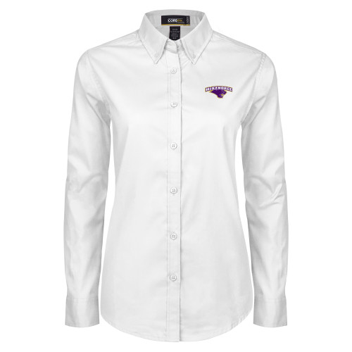  Womens White Twill Button Down Long Sleeve - Secondary Mark