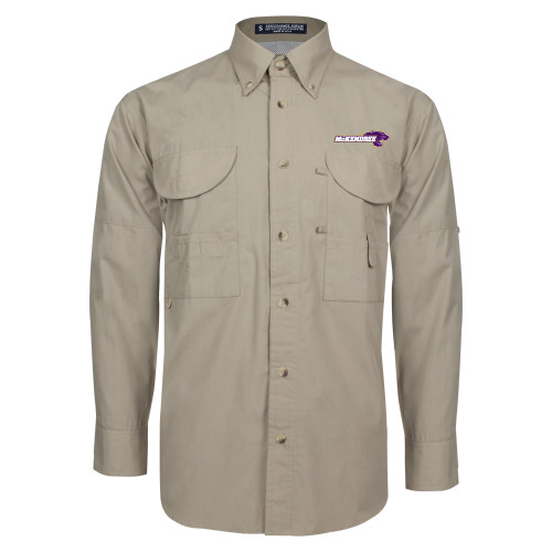  Khaki Fishing Shirt Performance Long Sleeve - Primary Mark