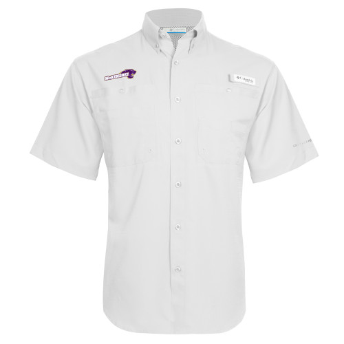  Columbia White Tamiami Performance Short Sleeve Shirt - Primary Mark