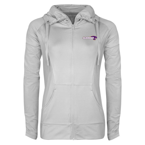  Womens White Sport Wick Stretch Full Zip Jacket - Primary Mark