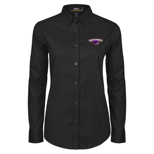  Womens Black Twill Button Down Long Sleeve  - Secondary Mark