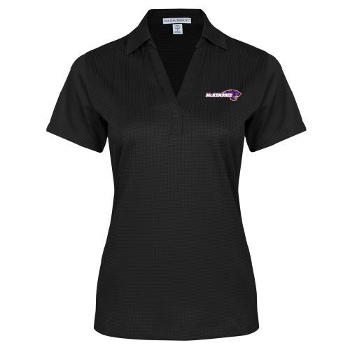  Womens Black Performance Fine Jacquard Polo - Primary Mark