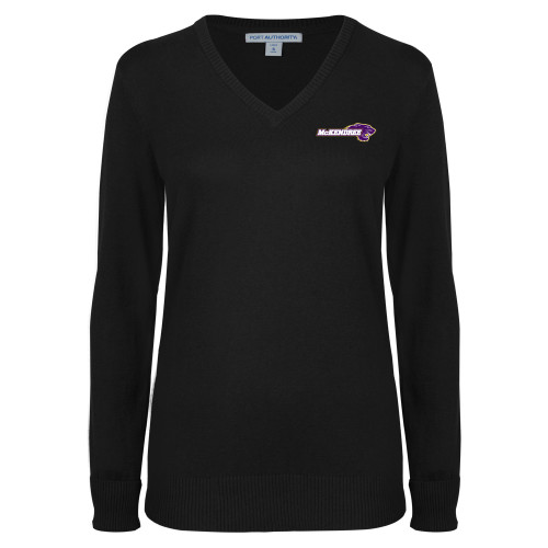  Womens Black VNeck Sweater - Primary Mark