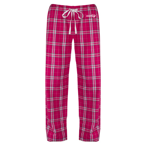  Womens Dark Fuchsia/White Flannel Pajama Pant - Primary Mark