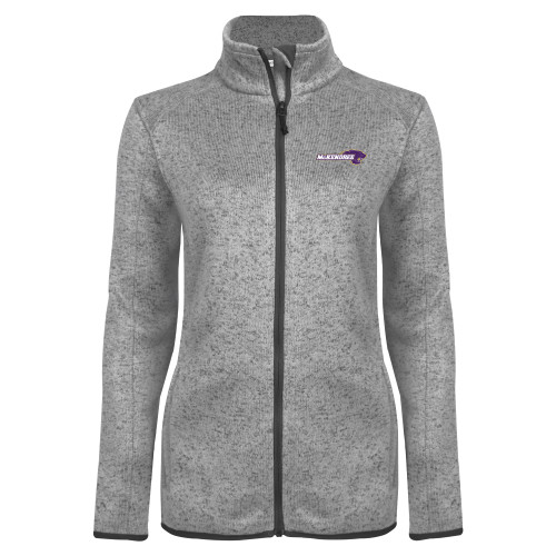  Womens Grey Heather Fleece Jacket - Primary Mark
