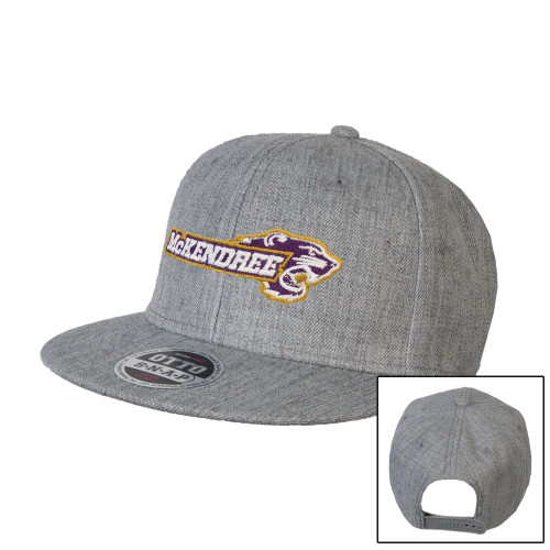  Heather Grey Wool Blend Flat Bill Snapback Hat - Primary Mark