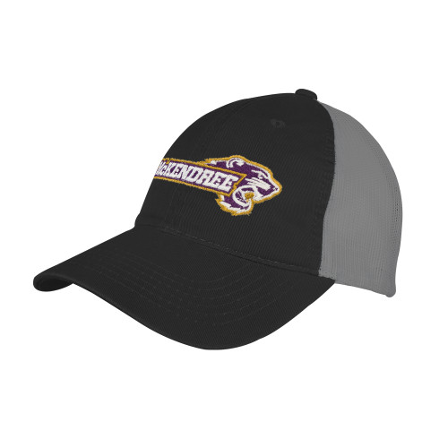  Black/Charcoal Mesh Back Unstructured Low Profile Hat - Primary Mark