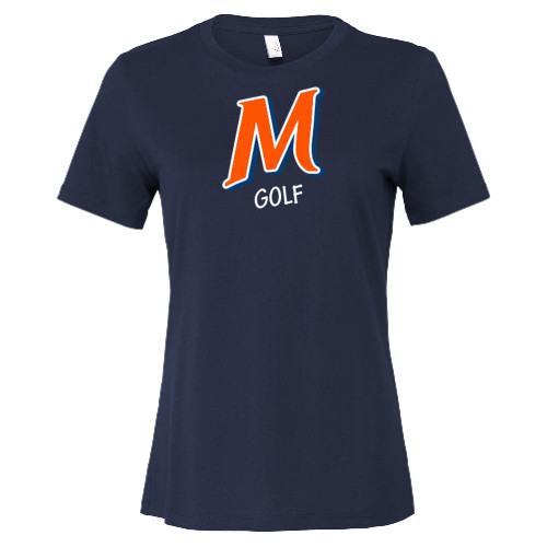  Bella + Canvas Womens Navy Relaxed Cotton T Shirt - McLennan Golf
