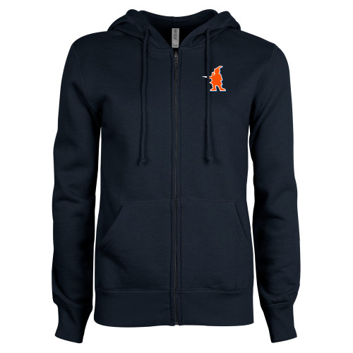 Community ENZA Womens Navy Fleece Full Zip Hoodie - McLennan Highlander Mascot