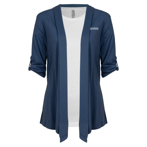  Community Womens Navy Drape Front Cardigan Sweater  - McLennan Community College Horizontal