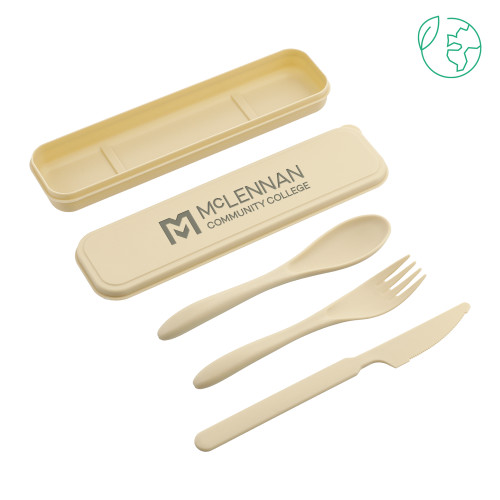  Community Bamboo Fiber Beige Cutlery Set - McLennan Community College Primary Mark