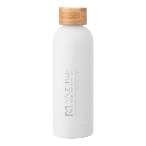  Blair White Stainless Steel Bottle w/ Bamboo Lid 17 oz - McLennan Community College Primary Mark Engraved