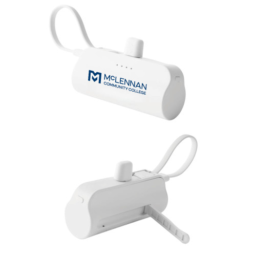  Community Sidekick White 4500 mAh Power Bank - McLennan Community College Horizontal
