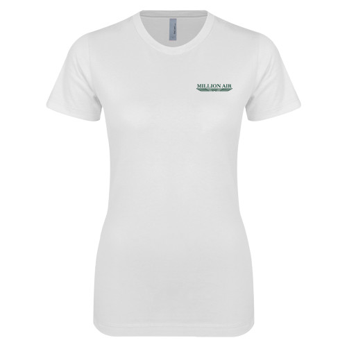  Next Level Womens White Boyfriend Tee - Million Air Trademark