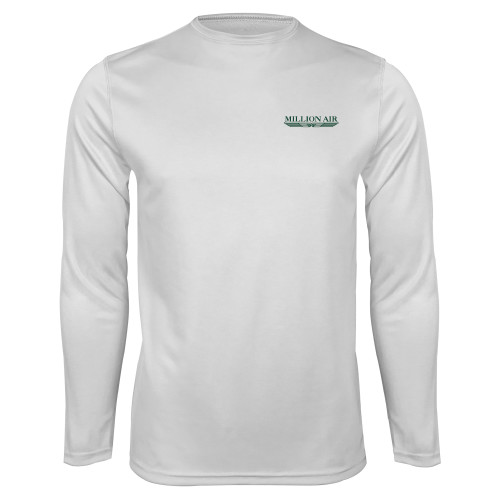  White Performance Long Sleeve Shirt - Million Air Trademark
