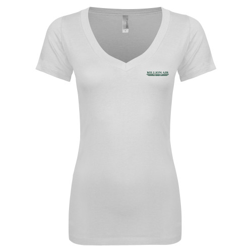  Next Level Womens White Ideal V Tee - Million Air Trademark