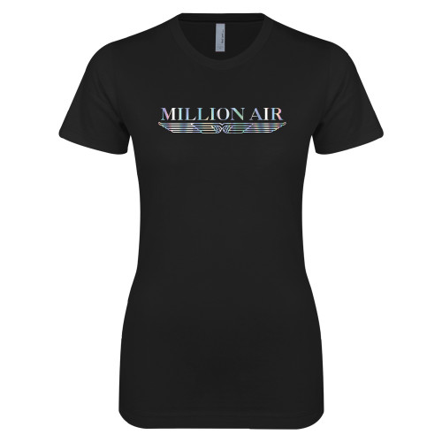  Next Level Womens Black Boyfriend Tee - Million Air Trademark Foil