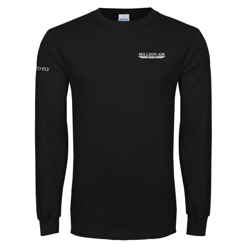  Black Long Sleeve T Shirt - Million Air Trademark