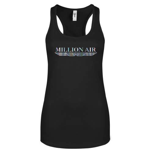 Next Level Womens Black Racerback Tank  - Million Air Trademark Foil