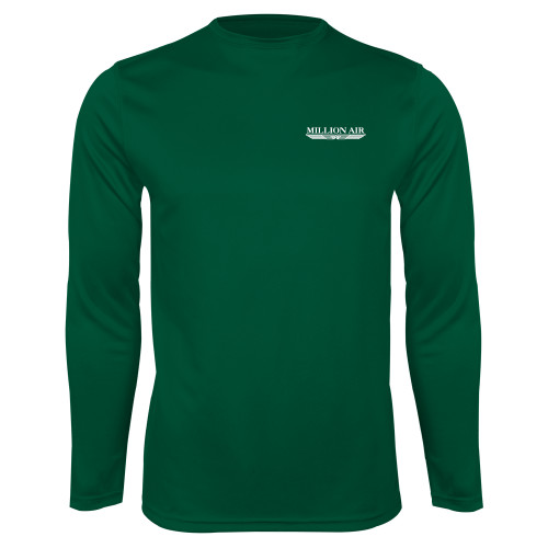  Dark Green Performance Long Sleeve Shirt - Million Air Trademark
