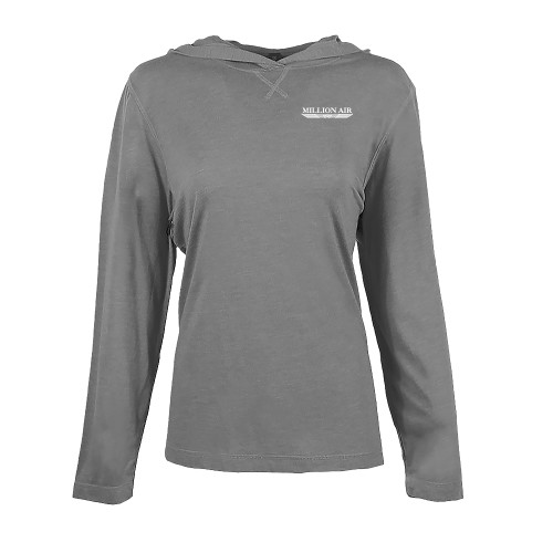  Womens Grey Heather Long Sleeve Hooded Tee - Million Air Trademark