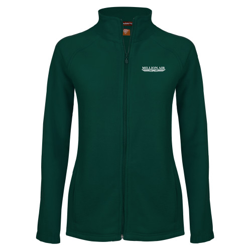  Womens Dark Green Fleece Full Zip Jacket - Million Air Trademark